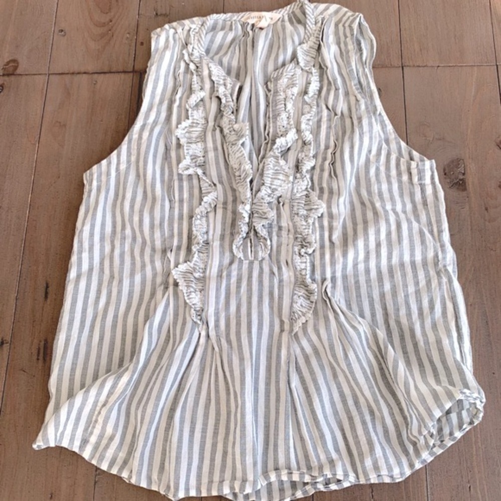 Rebecca Taylor women navy blue stripe top NWOT